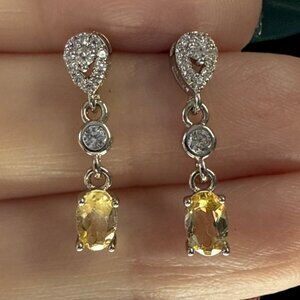 Citrine gemstone earrings jewelry fashion accessories dangle trendy gift new